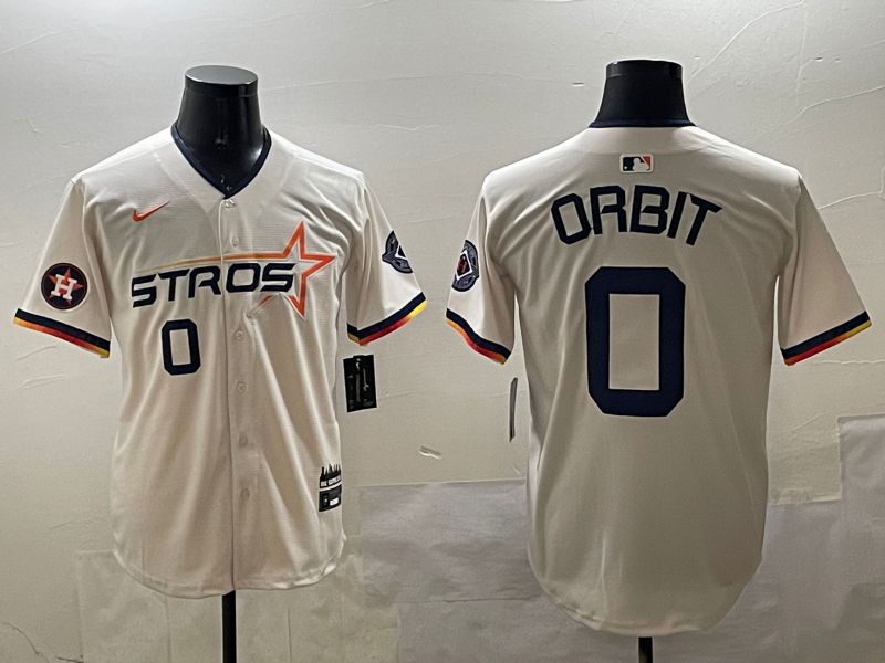 Men Houston Astros #0 Orbit Cream Three generations Joint Name 2025 Nike MLB Jersey style 2